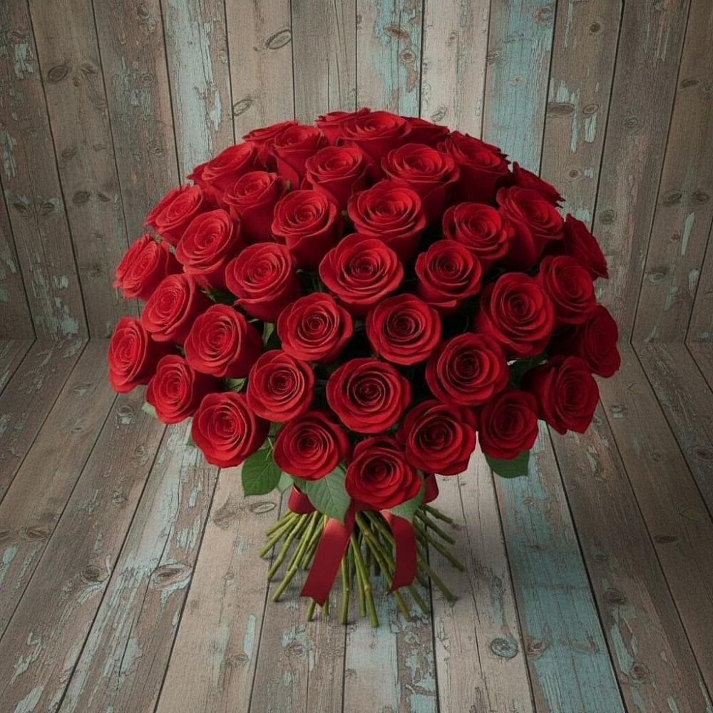 Букет 55 Красных роз Фридом в Новомалороссийской