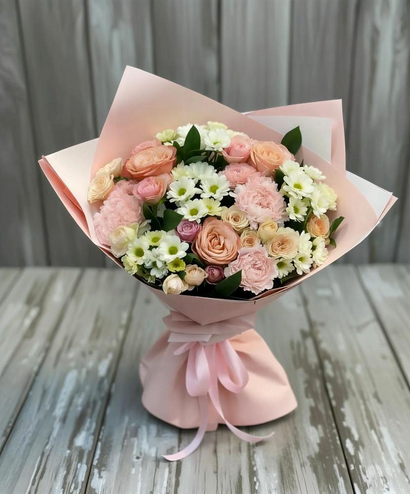 Букет цветов из: Гвоздики, Розы и Хризантемы в Новомалороссийской