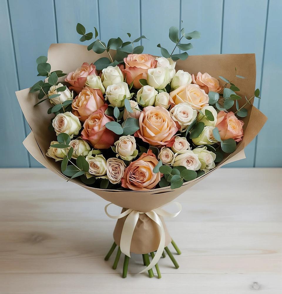 Букет цветов из: Альстромерии и Розы в Новомалороссийской