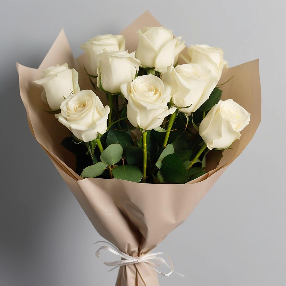 Букет 9 Белых роз Эдлесс Лав в Новомалороссийской