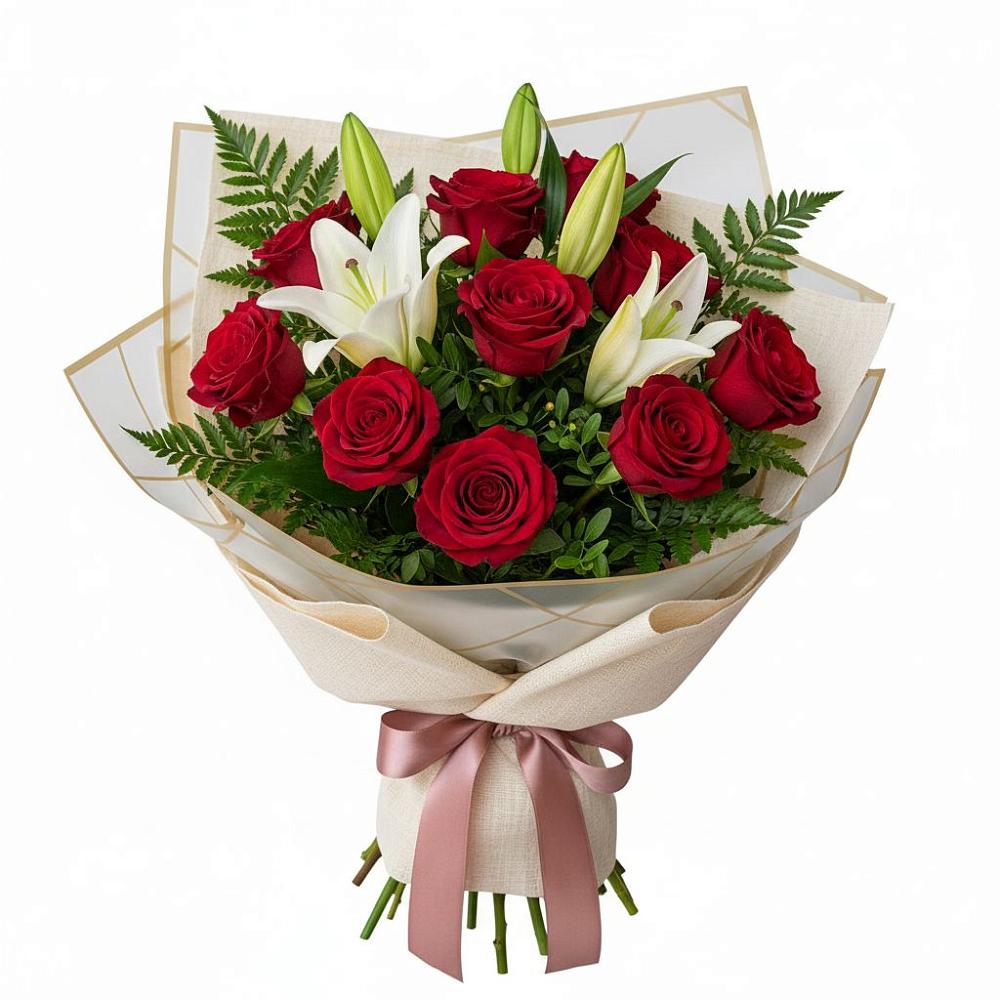 Букет цветов из: Лилии и Розы в Новомалороссийской