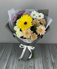 Букет цветов из:  Розы, Герберы и Хризантемы в Новомалороссийской