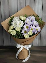 Букет цветов из:  Хризантемы и Розы в Новомалороссийской