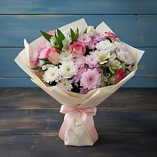 Букет цветов из:  Хризантемы, Альстромерии и Розы в Новомалороссийской