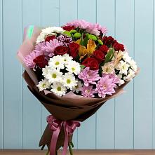 Букет цветов из:  Розы, Хризантемы и Альстромерии #REPLACE_PRED# Новомалороссийской